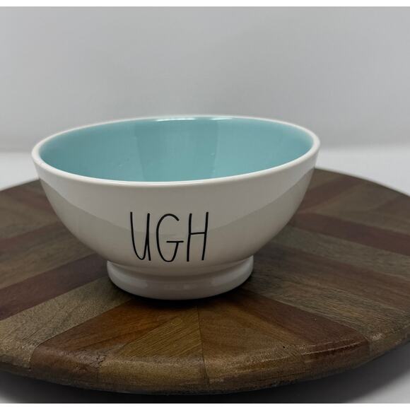 Rae Dunn Artisan Collection By Magenta UGH Ceramic Bowl White Farmhouse Teal - Picture 1 of 6